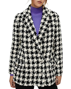 Maje Vitritania Checkered Blazer In Black White