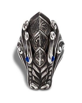 JOHN HARDY - Reticulated Silver Legends Naga Blue Sapphire Statement Ring