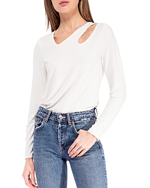 B Collection By Bobeau Long Sleeve Cutout Top In Ivory