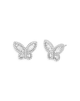 By Adina Eden - Pavé & Baguette Butterfly Stud Earrings