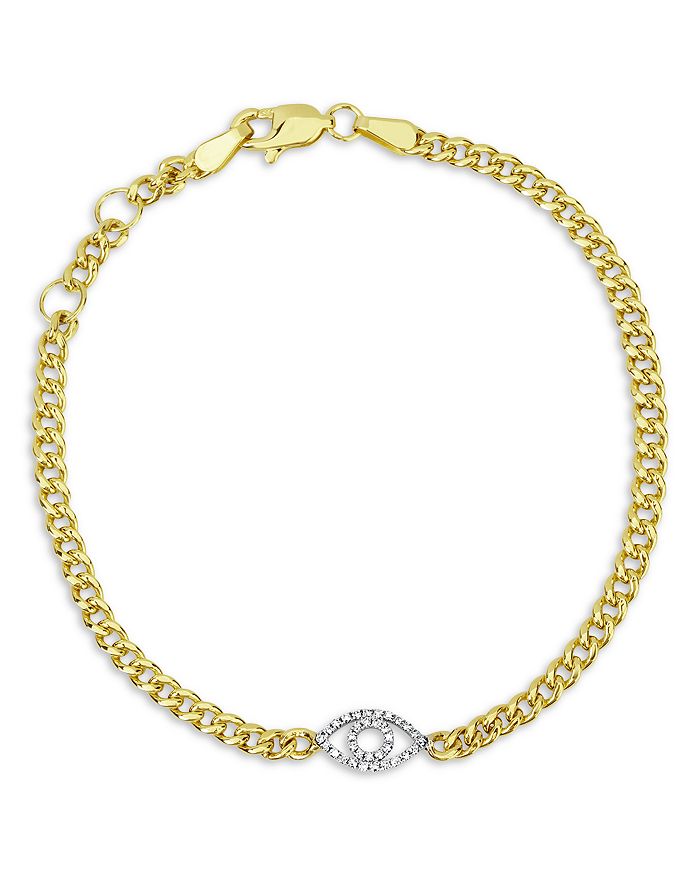 Meira T 14K Yellow Gold Diamond Evil Eye Cuban Chain Bracelet ...
