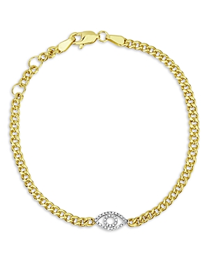 Meira T 14K Yellow Gold Diamond Evil Eye Cuban Chain Bracelet