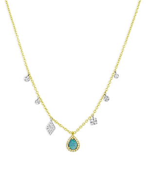 Meira T 14K Yellow Gold Opal Pear & Diamond Charms Necklace, 18