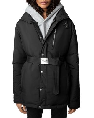 Zadig & Voltaire Noir Kalice Hooded Coat | Bloomingdale's