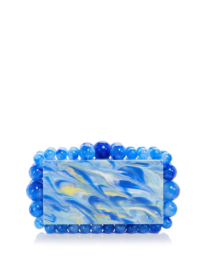Cult Gaia Eos Beaded Acrylic Box Clutch In Glacier