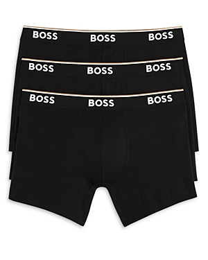 Shop Hugo Boss Power Cotton Blend Boxer Briefs, Pack Of 3 In Black