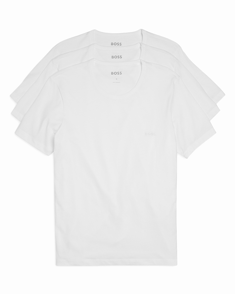 Boss Classic Cotton Regular Fit Logo Crewneck Tees, Pack of 3