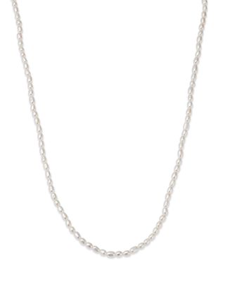 14K Yellow Gold White Pearl Cultured Pearl Beaded Necklace, 14-16"