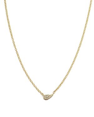 Zoë Chicco 14k Yellow Gold Itty Bitty Symbols Angel Wing Pendant Necklace, 14-16 In Gold