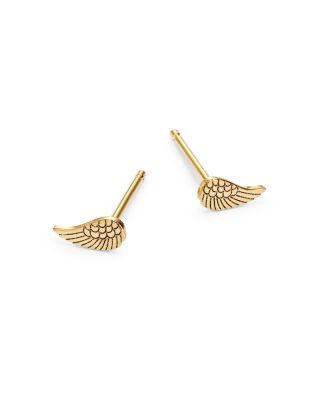 14K Yellow Gold Itty Bitty Symbols Angel Wing Stud Earrings