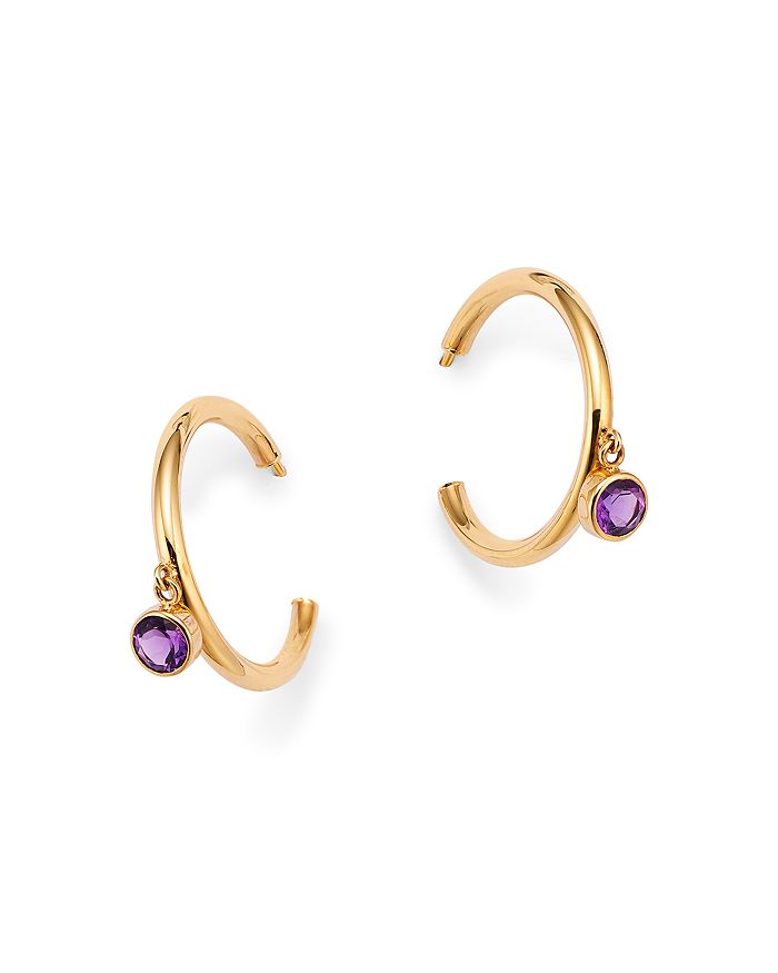 Amethyst hoop sales earrings gold