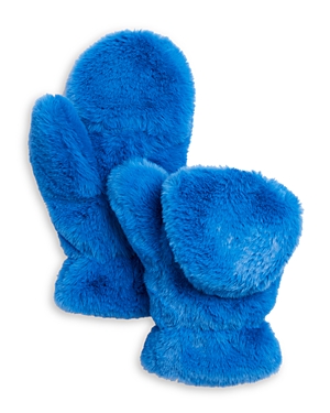 Apparis Coco Lightweight Faux Fur Flip-top Mittens In Blue