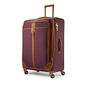 Hartmann Luxe Long Journey Spinner Suitcase In Burgundy/tan