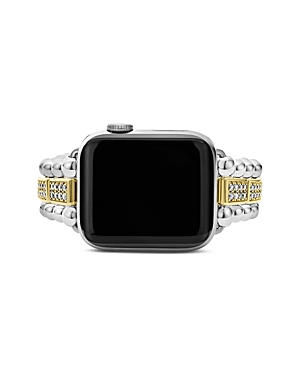 Shop Lagos Sterling Silver & 18k Gold Diamond Apple Smartwatch Bracelet, 38-45mm In Silver/gold