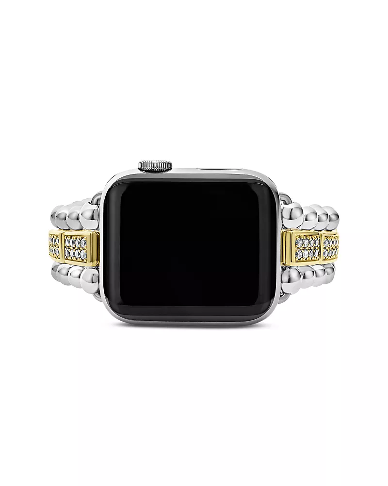 Lagos Sterling Silver & 18K Gold Diamond Apple Smartwatch Bracelet, 38-45mm