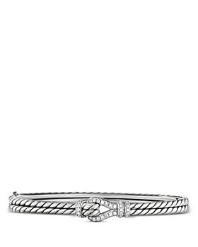 David Yurman - Sterling Silver Thoroughbred® Pavé Diamond Loop Bracelet, 4.5mm