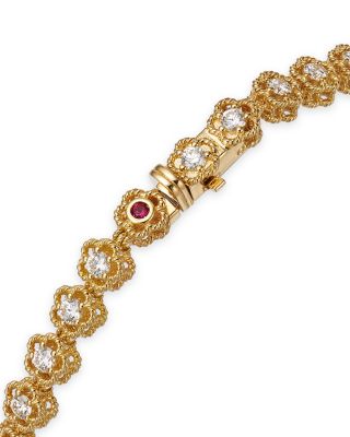 18K Yellow Gold Daisy Diamond Tennis Bracelet - Exclusive