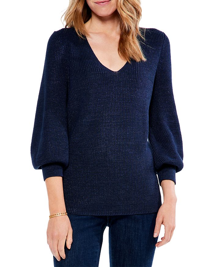 NIC+ZOE Shaker Knit V-Neck Sweater | Bloomingdale's