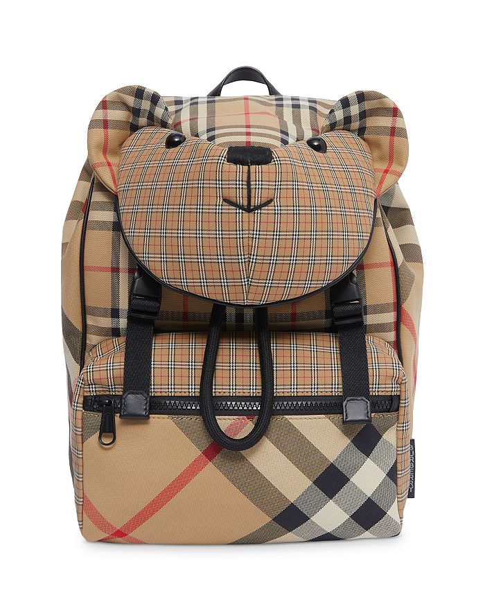 Burberry check-pattern Leather Backpack - Brown