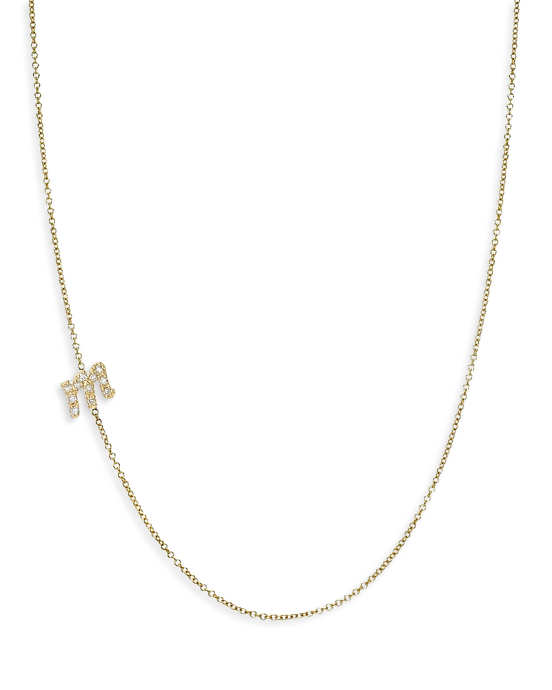 Zoe Lev 14k Yellow Gold Diamond Script Initial Asymmetrical Necklace, 16-18
