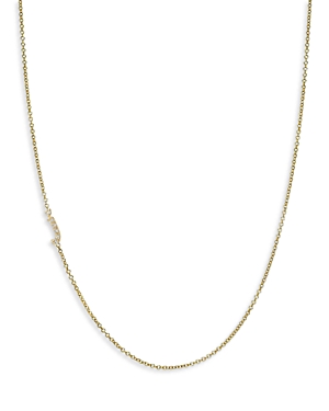 Zoe Lev 14K Yellow Gold Diamond Script Initial Asymmetrical Necklace, 16-18