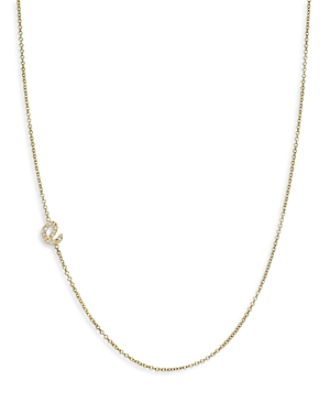 Photos - Pendant / Choker Necklace Zoe Lev 14K Yellow Gold Diamond Script Initial Asymmetrical Necklace, 16-1