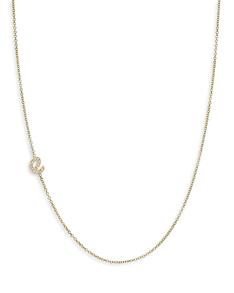 Zoe Lev 14k Yellow Gold Diamond Script Initial Asymmetrical Necklace, 16-18