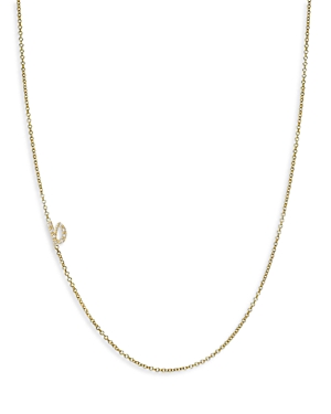 Zoe Lev 14k Yellow Gold Diamond Script Initial Asymmetrical Necklace, 16-18 In B