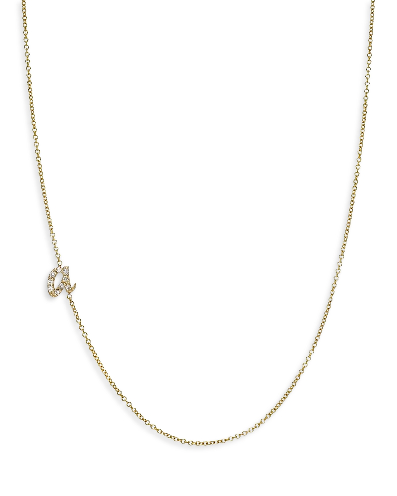 Zoe Lev 14k Yellow Gold Diamond Script Initial Asymmetrical Necklace, 16-18