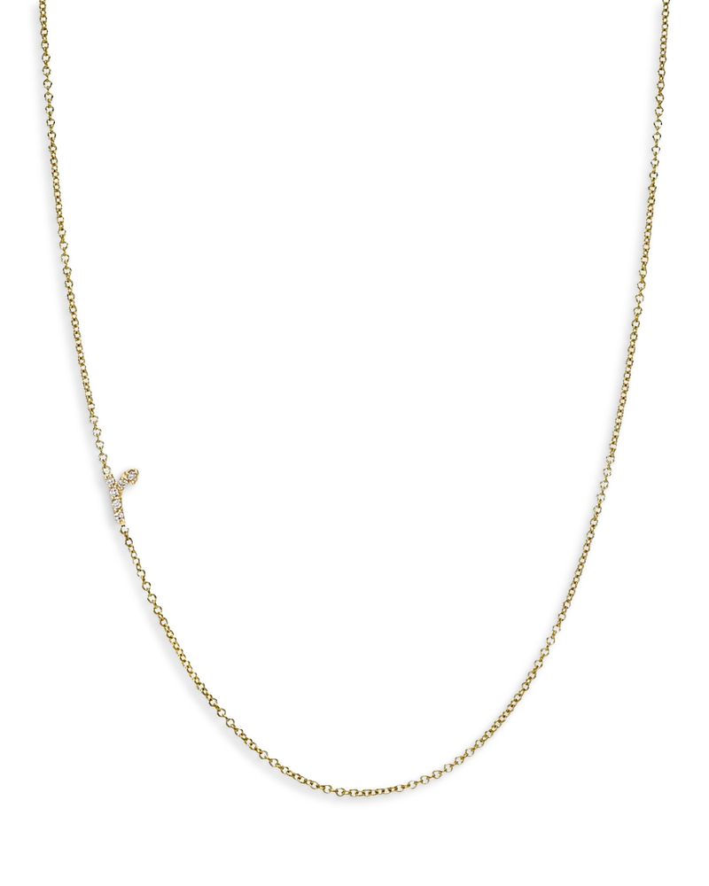 Zoe Lev 14k Yellow Gold Diamond Script Initial Asymmetrical Necklace, 16-18