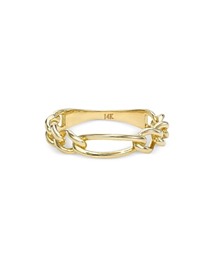 14K Yellow Gold Figaro Link Ring