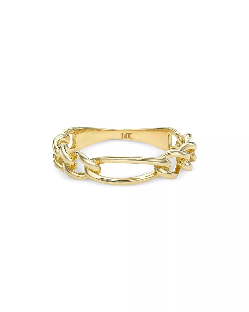 Zoe Lev 14K Yellow Gold Figaro Link Ring