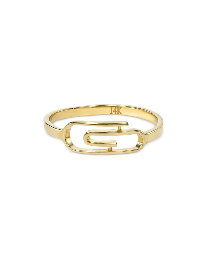 Zoe Lev - 14K Yellow Gold Paperclip Ring