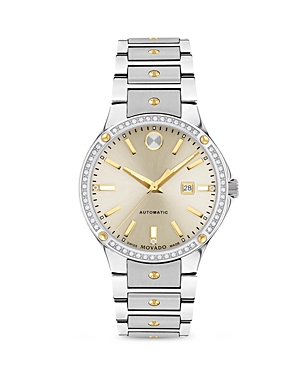 Movado S.e. Automatic Diamond Bezel Watch, 33mm In Beige/silver