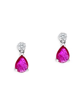Bloomingdale's - Ruby & Diamond Earrings in 14K White Gold - 100% Exclusive