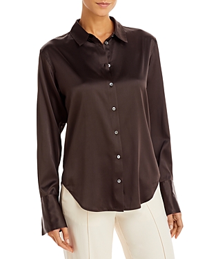 Frame The Standard Silk-blend Satin Shirt In Americano
