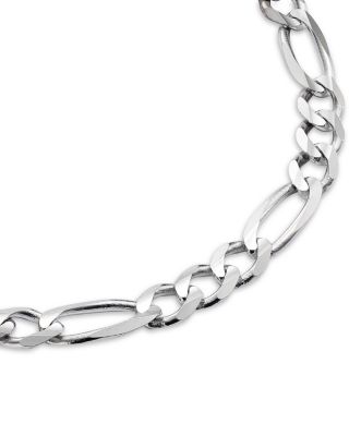 Men's Figaro Link Chain Bracelet in 14K White Gold 
