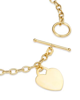 Polished Heart Toggle Bracelet in 14K Yellow Gold 