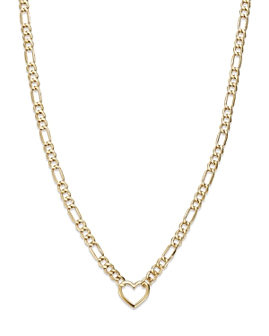 Bloomingdale's Open Heart Figaro Link Chain Necklace in 14K Yellow Gold, 18 - 100% Exclusive