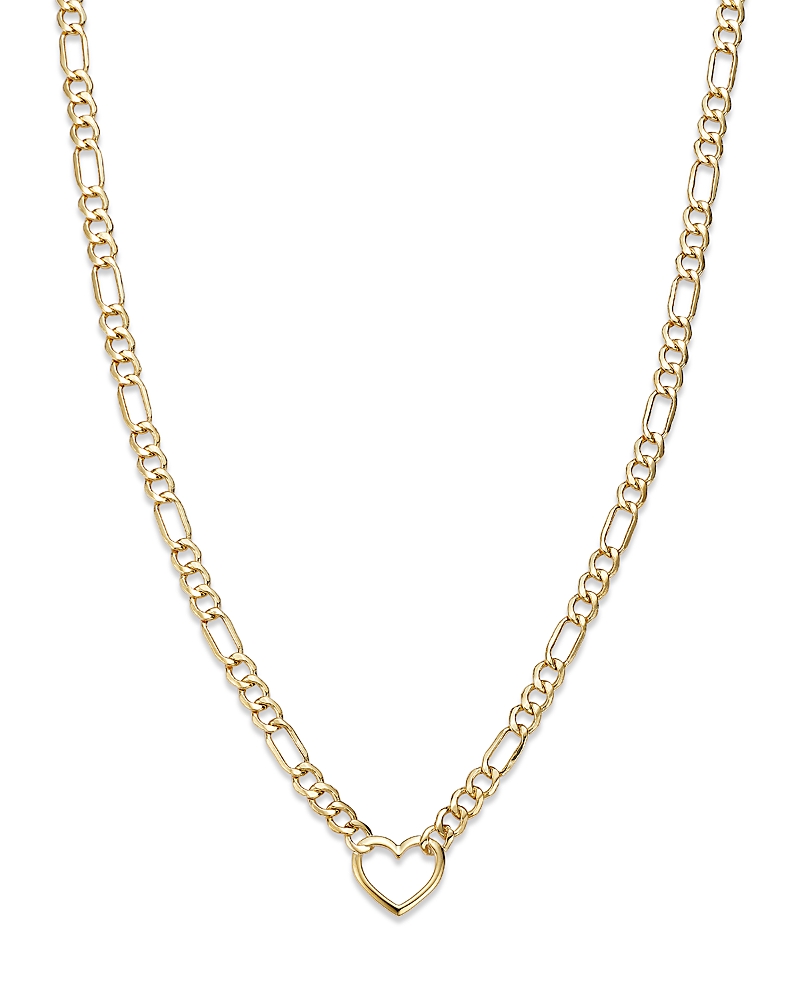 Bloomingdale's Open Heart Figaro Link Chain Necklace In 14k Yellow Gold, 18 - Exclusive In Gold