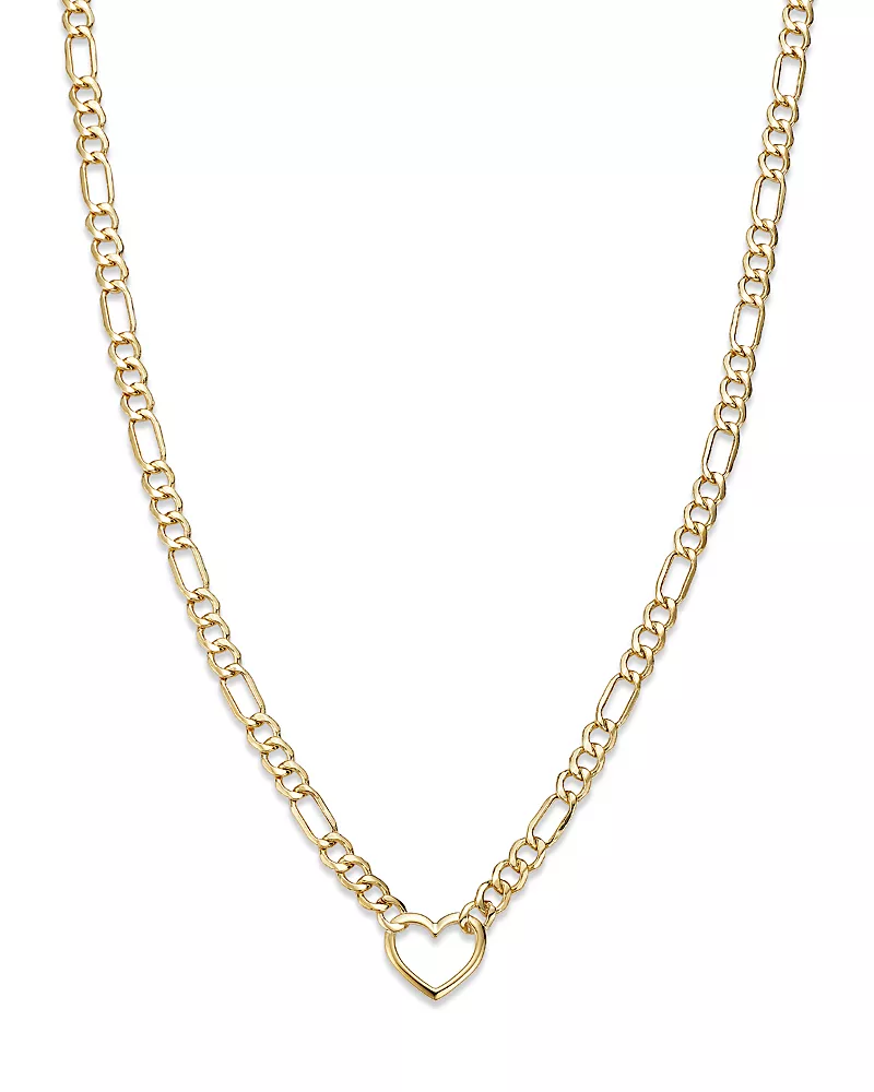 Bloomingdale's Fine Collection Open Heart Figaro Link Chain Necklace in 14K Yellow Gold, 18