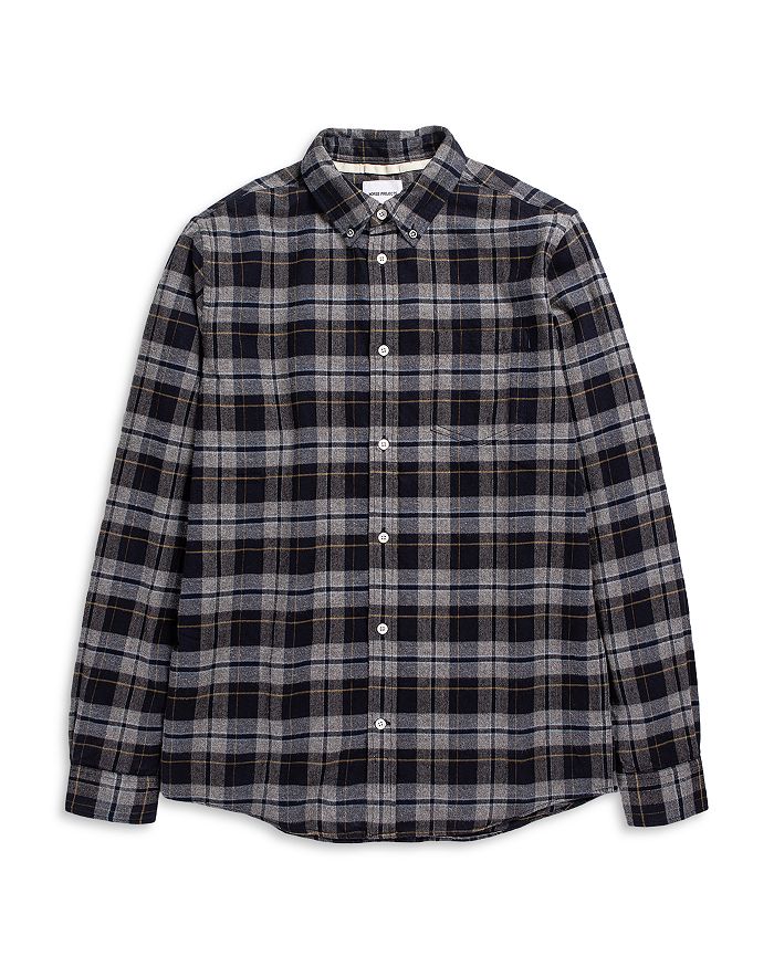 Norse Projects Anton Cotton Brushed Flannel Plaid Regular Fit Button ...
