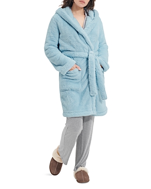 Ugg Aarti Faux Shearling Hooded Robe In Pool