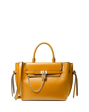 Michael Michael Kors Hamilton Legacy Large Belted Leather Satchel In Marigold/gold
