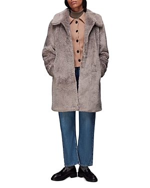Shop Whistles Imogen Faux Fur Coat In Gray/multi