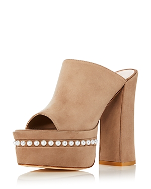 Stuart Weitzman Women's Skyhi 145 Slip On Studded Platform Sandals In Cashmere