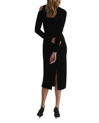 navy blue dress for baby girl REISS Tatiana Asymmetric Cutout Velvet Dress
