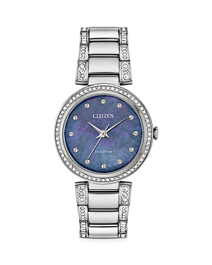 CITIZEN ECO-DRIVE DRESS CRYSTAL WATCH, 28MM