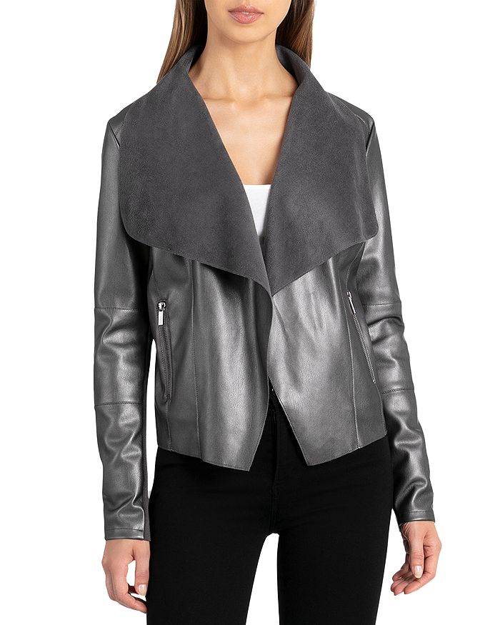 Bagatelle aurora faux leather detail wool coat Clearance