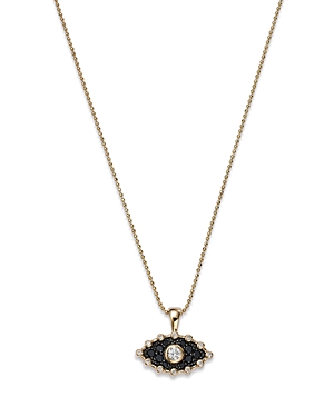 Bloomingdale's Black & White Diamond Evil Eye Necklace In 14k Yellow Gold, 18 - 100% Exclusive In Black/gold
